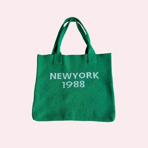 New York Green Knit Tote Bag